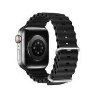 DUX DUCIS Apple Watch Series 9 45mm pótszíj (egyedi méret, szilikon, állítható, hullám minta) fekete