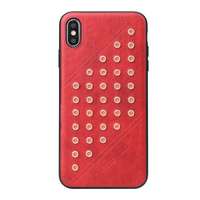 FIERRE SHANN Apple iPhone XS Max 6.5 műanyag telefonvédő (bőr hatású hátlap, szegecses) piros