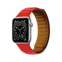 gigapack Apple Watch Series 9 41mm pótszíj (egyedi méret, szilikon, bőr hatású, 3d minta, mágneses zár) piros