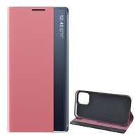 Gigapack Apple iPhone 12 mini tok álló, textil hatású (aktív Flip, oldalra nyíló, Smart View Cover) rózsaszín