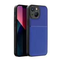 gigapack Apple iPhone 14 Plus műanyag védő (szilikon keret, bőr hatású hátlap, csíkos minta) sötétkék