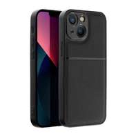 gigapack Apple iPhone 14 Plus műanyag védő (szilikon keret, közepesen ütésálló, bőr hatású hátlap, csíkos minta) fekete