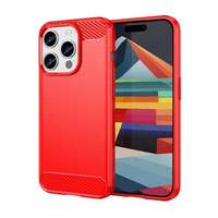 gigapack Apple iPhone 15 Pro szilikon védő (közepesen ütésálló, légpárnás sarok, szálcsiszolt, karbon minta) piros