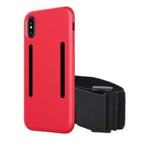 Gigapack Apple iPhone XS 5.8 szilikon telefonvédő (közepesen ütésálló + karpánt) piros