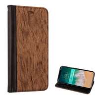 Gigapack Apple iPhone XS 5.8 tok álló (Flip, oldalra nyíló, nyakba akasztható, faerezet minta) barna