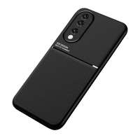 gigapack Honor 90 5G védő ( keret, közepesen ütésálló, beépített fémlemez, bőr hatású hátlap, csíkos minta) fekete