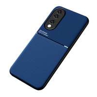 gigapack Honor 90 5G védő ( keret, közepesen ütésálló, beépített fémlemez, bőr hatású hátlap, csíkos minta) sötétkék