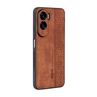 gigapack Honor 90 Lite 5G szilikon telefonvédő (bőr hatású hátlap, 3d rombusz minta, prémium) barna