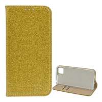Gigapack Honor 9S bőr hatású tok (Flip, szilikon belső, asztali tartó funkció, bankkártya tartó, arany)