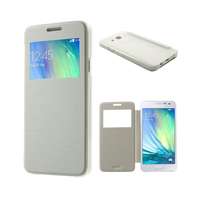 Gigapack Samsung Galaxy A3 (2015) SM-A300F tok álló (Flip, oldalra nyíló, S-View cover, szálcsiszolt mintázat) fehér