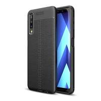 Gigapack Samsung Galaxy A7 (2018) bőrhatású szilikon tok (fekete)