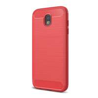 Gigapack Samsung Galaxy J5 (2017) Szilikon telefonvédő (légpárnás sarok, szálcsiszolt, karbon minta, piros)