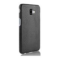 Gigapack Samsung Galaxy J6+ műanyag telefonvédő (bőr hatású, krokodilbőr minta, fekete)
