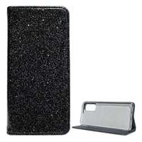 Gigapack Samsung Galaxy S20 (SM-G981U) tok álló (Flip, szilikon belső, oldalra nyíló, bankkártya tartó, csillogó) fekete