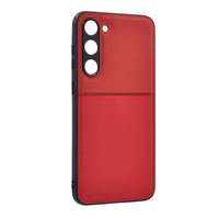 gigapack Samsung Galaxy S23 Plus (SM-S916) műanyag védő (szilikon keret, bőr hatású hátlap, csíkos minta) piros