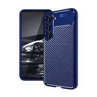 gigapack Samsung Galaxy S23 Plus (SM-S916) szilikon védő (közepesen ütésálló, légpárnás sarok, karbon minta) sötétkék