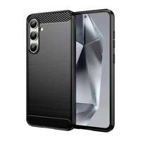 GIGAPACK Samsung Galaxy S24 FE (SM-S721) szilikon védő (ütésállóság, légpárnás sarok, szálcsiszolt, karbon minta) fekete