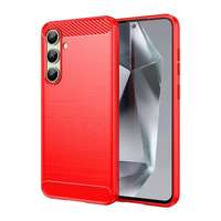 GIGAPACK Samsung Galaxy S24 FE (SM-S721) szilikon védő (ütésállóság, légpárnás sarok, szálcsiszolt, karbon minta) piros