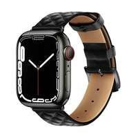 HOCO Apple Watch Series 9 41mm wa18 pótszíj (egyedi méret, szilikon, bőr hatású, állítható, 3d rombusz minta) fekete