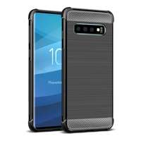 IMAK VEGA Samsung Galaxy S10 (SM-G973) szilikon telefonvédő (közepesen ütésálló, szálcsiszolt, karbon minta) fekete