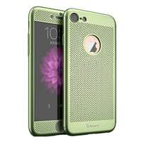 IPAKY Apple iPhone 8 4.7 műanyag telefonvédő (előlap védelem, lyukacsos minta, logo kivágás + edzett üveg) zöld