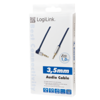 LogiLink 3,5 mm jack kábel (3 pin, kék, 1 m, 90°)
