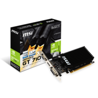 MSI GeForce GT 710 VGA (PCIe 2.0, 2 GB DDR3, 64 Bit, HDMI+DVI+D-SUB, passzív hűtő)