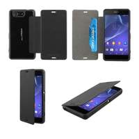 Made for XPERIA Sony Xperia Z3 (D6653) szilikon telefonvédő (bőr hatású Flip, bankkártya tartó) fekete