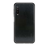 Mofi Samsung Galaxy A7 (2018) tok (szilikon keret, bőr hatású hátlap, fekete)
