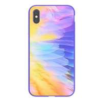 Nillkin OMBRE védő Apple iPhone XS Max 6.5 szilikon keret (BUMPER, közepesen ütésálló, edzett üveg hátlap, színes) lila