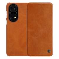 Nillkin QIN Huawei P50 tok álló (Flip, oldalra nyíló, bankkártya tartó) barna