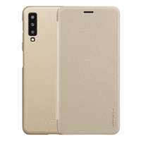 Nillkin SPARKLE Samsung Galaxy A7 (2018) SM-A750F műanyag védő (mikroszálas bőr hatású Flip, oldalra nyíló) arany