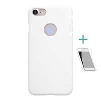 Nillkin Super Frosted Apple iPhone 8 4.7 műanyag telefonvédő (gumírozott, logo kivágás + képernyővédő fólia) fehér