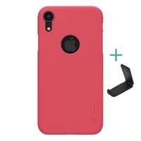 Nillkin Super Frosted Apple iPhone XR 6.1 műanyag telefonvédő (gumírozott, logo kivágás + asztali tartó) piros