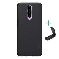 Nillkin Super Frosted Xiaomi Redmi K30 / K30 5G műanyag telefonvédő (gumírozott, érdes felület + asztali tartó) fekete