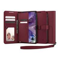 SPIGEN Samsung Galaxy S23 (SM-S911) wallet s plus tok álló, bőr hatású (flip, textil minta) burgundy