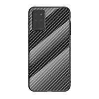 Gigapack Telefonvédő Samsung Galaxy Note 20 (SM-N981F) szilikon keret (BUMPER, edzett üveg hátlap, karbon minta) fekete
