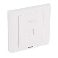 LEGRAND Legrand süllyesztett szerelvény - 1xRJ45 keystone port fogadására egyenes fehérburkolattal és kerettel címketartóval