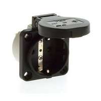 PCE Háztartási dugalj beépíthető 2P+E +csapófedél 16A 3P 250V műanyag 50x50mm fekete IP54 S-Nova PCE - 105-0s