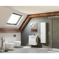 Savinidue Zaffiro 55cm-es két ajtós fürdőszobaszekrény fényes fehér + mosdó