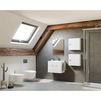 Savinidue Zaffiro 60cm-es két ajtós fürdőszobaszekrény fényes fehér + mosdó