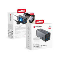 Utángyártott Forcell F-Energy GaN III VT-49 2xUSB-C + 2xUSB-A asztali töltő, PD, QC4.0, SFC2.0, 5A, 100W, szürke