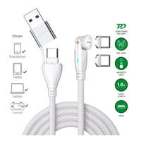 4smarts 4smarts GravityCord USB-C-USB-A 540 fokos mágneses adatkábel, 100W, 1,8m, fehér