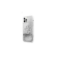 Guess Guess TPU Big 4G Liquid Glitter Silver Apple iPhone 12 Pro Max hátlap tok, átlátszó