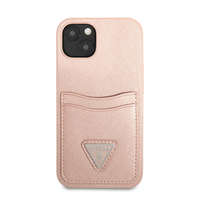 Guess Guess Saffiano Double Card Apple iPhone 13 mini bőr hátlap tok, rózsaszín