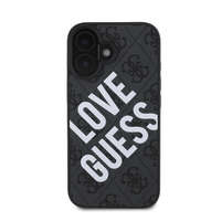 Guess Guess PU Leather 4G Big Love Logo Apple iPhone 16 Magsafe kompatibilis hátlap tok, fekete