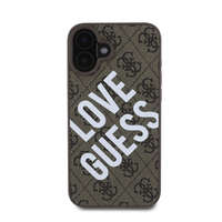 Guess Guess PU Leather 4G Big Love Logo Apple iPhone 16 Magsafe kompatibilis hátlap tok, barna
