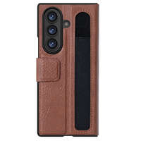 Nillkin Nillkin Aoge Samsung Galaxy Z Fold 7 bőr mágneses oldalra nyíló tok, S Pen tartóval, barna