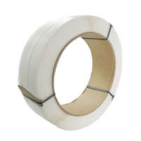 Fehér PP gépi pántszalag; 16X0,8MM; 1500M; 406MM-es cséve