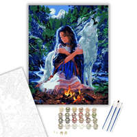 Creative Land Kft Indián lány - számfestő készlet – 40×50 cm (Keretre feszítve)